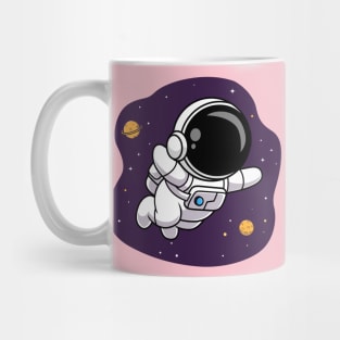 Cute Astronaut Floating In Space Cartoon Mug